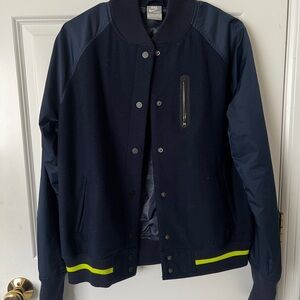 Nike Dark Blue Bomber Jacket with Neon Highlights